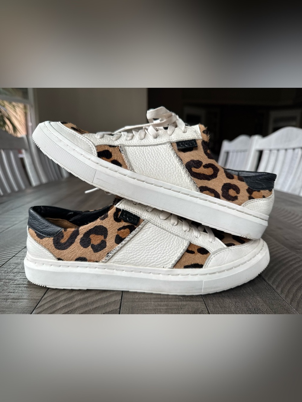 UGG Alameda Spotty Lace Leopard Print Low-Top Sneakers Women's Size 10